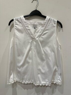 Tristan White Lace-Trim Split Back Top